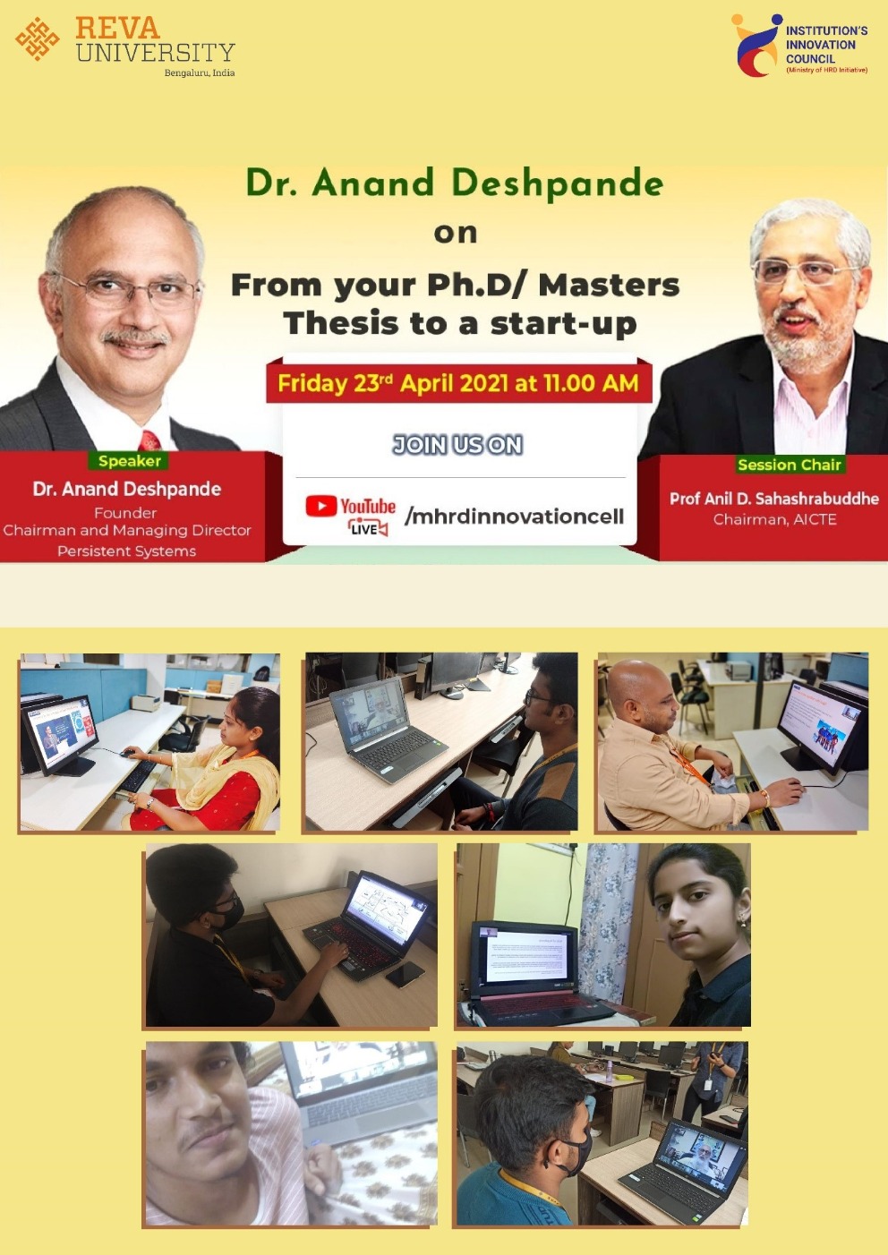 Dr. Anand Deshpande on your Ph.D/Masters Thesis to a start-up
